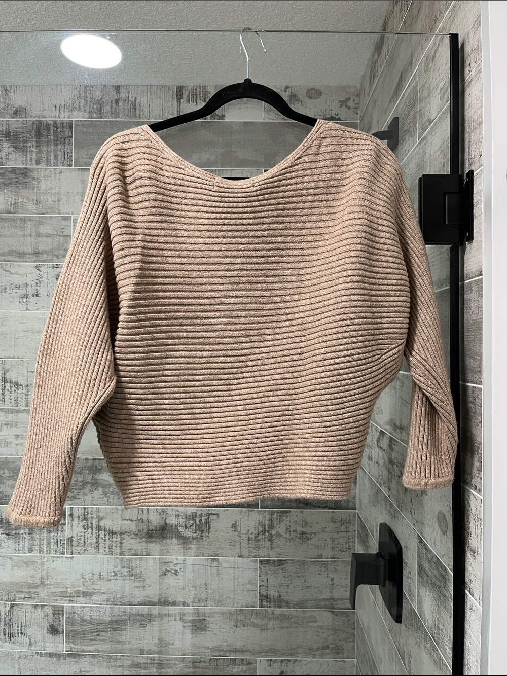 Anthropologie Ribbed Scoop-Neck Sweater in Beige-Taupe - Picture 4 of 4